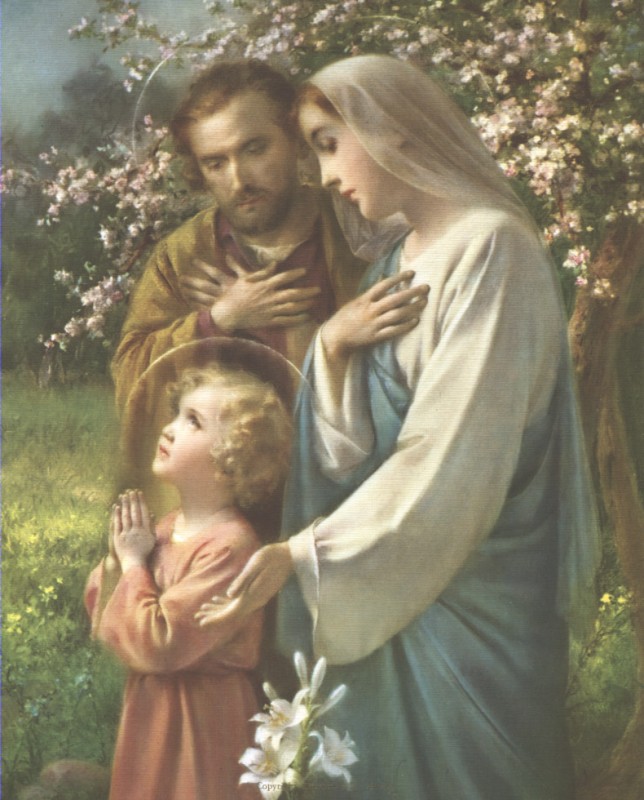 Holy Family with Jesus praying